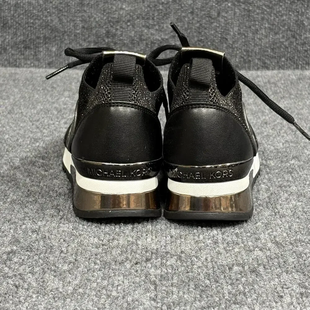 Michael Kors Shoes Womens Size 7 Black Knit MK Logo Low Top Casual Sneakers